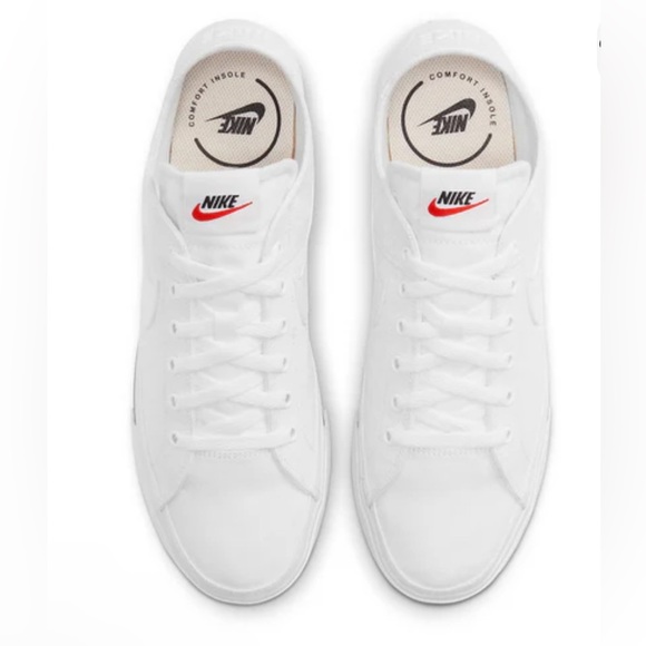 Nike Court Legacy Canvas CW6539-100 Wht/Blk Low Top Sneaker 7.5M - Picture 2 of 14